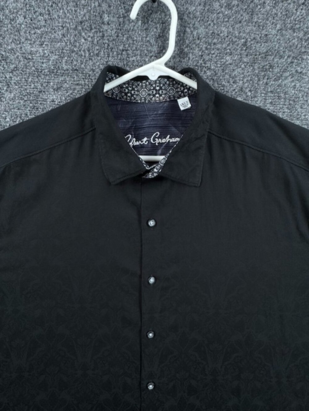 Robert Graham Black XLT Cotton Spandex Long Sleeve Mens Button Up Bold Designer